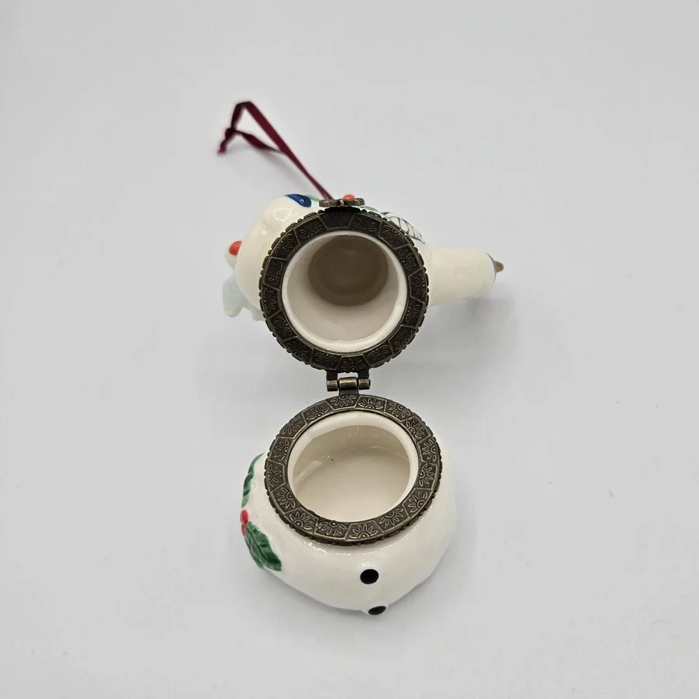 Ceramic Snowman Trinket Box Christmas Ornament with Star and Dove‎